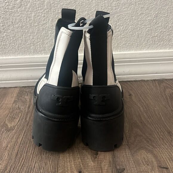 TORY BURCH  BOOTS CHELSEA LUG-SOLE Platform Ankle Ivory Black US 8,10,10.5,11 - Picture 3 of 4